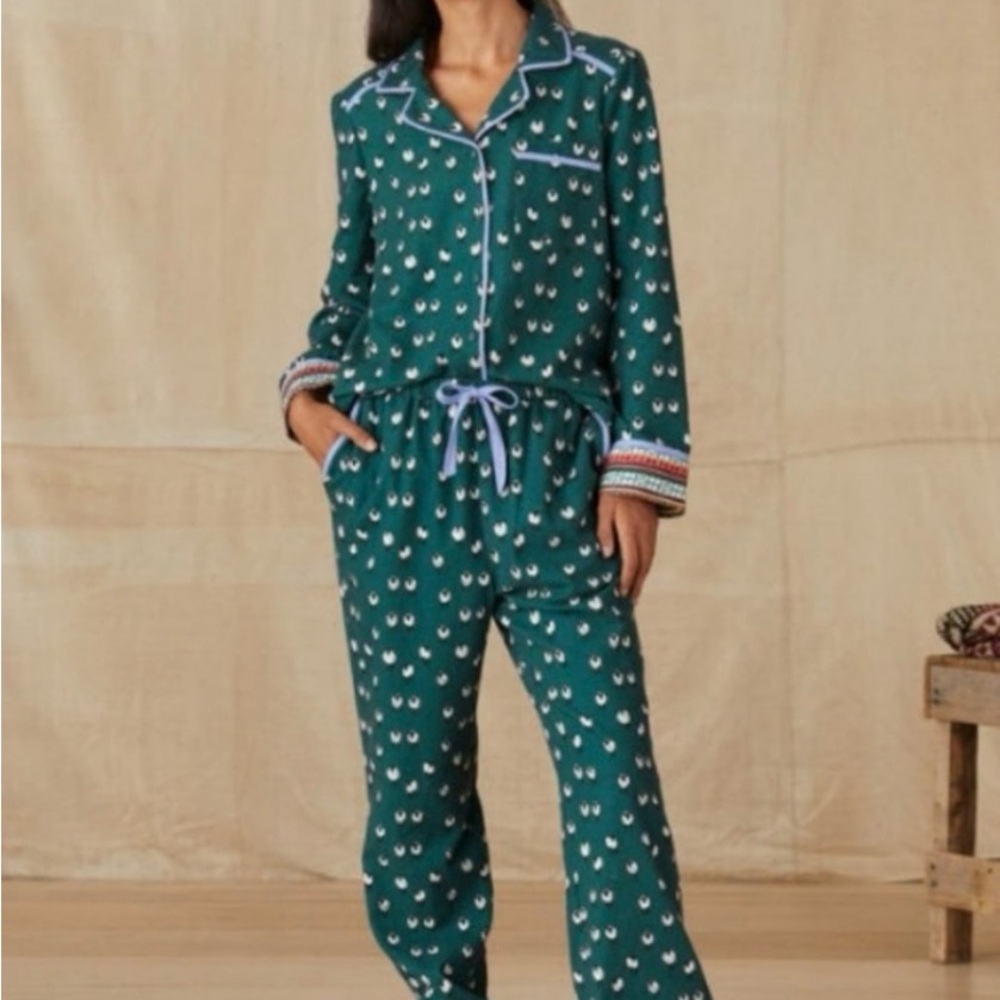 Sundance Teal Pajama Set with Sheep Pattern